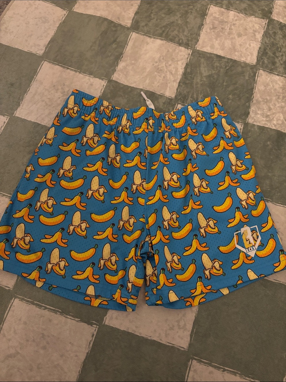 Baseball 101 Blue Banana-Print Shorts